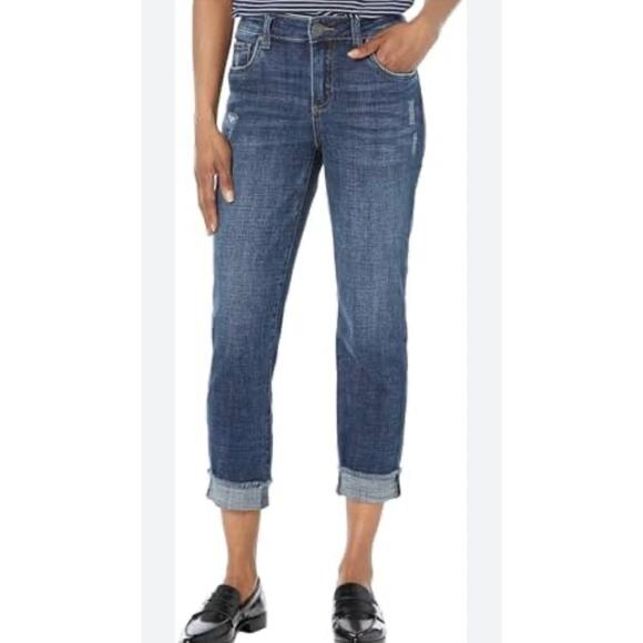 Kut From the Kloth Jeans Size 6 Amy Mid Rise Cropped Distressed Festival Boho - Picture 1 of 8